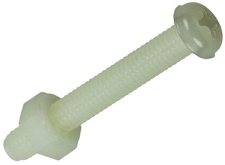 mack metaalschroef cilindrische kop + moer nylon m4 x 30 mm 6 stuks